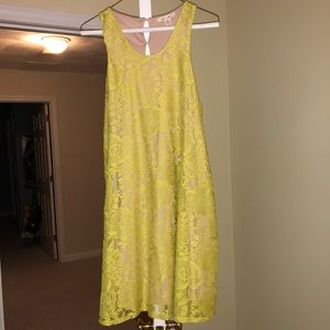 Bright yellow lace tank dress
